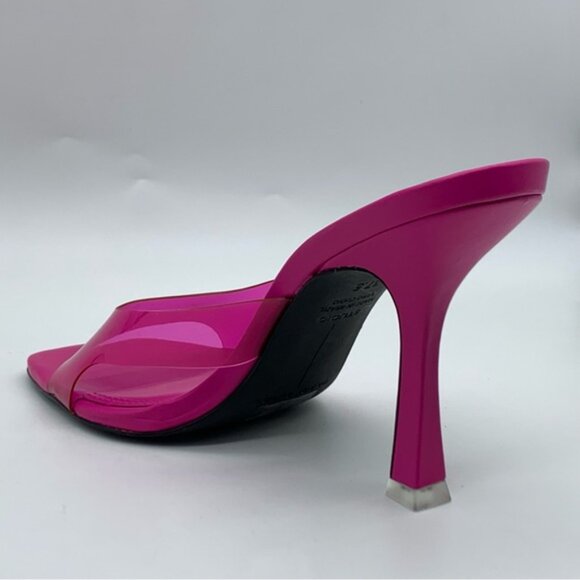 BLACK SUEDE Transparent PVC Strap Sandal in Fuchsia - Picture 6 of 14